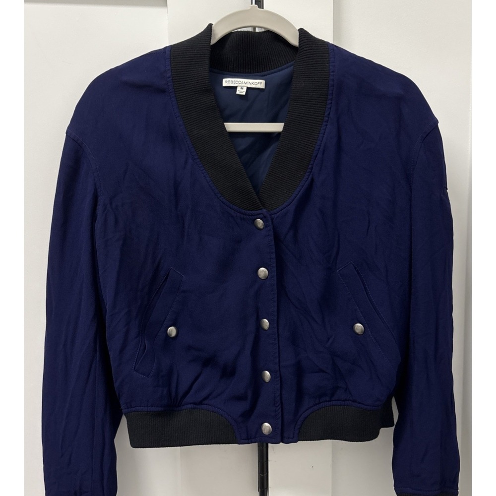 Rebecca Minkoff Size Medium Bomber Jacket Navy Black